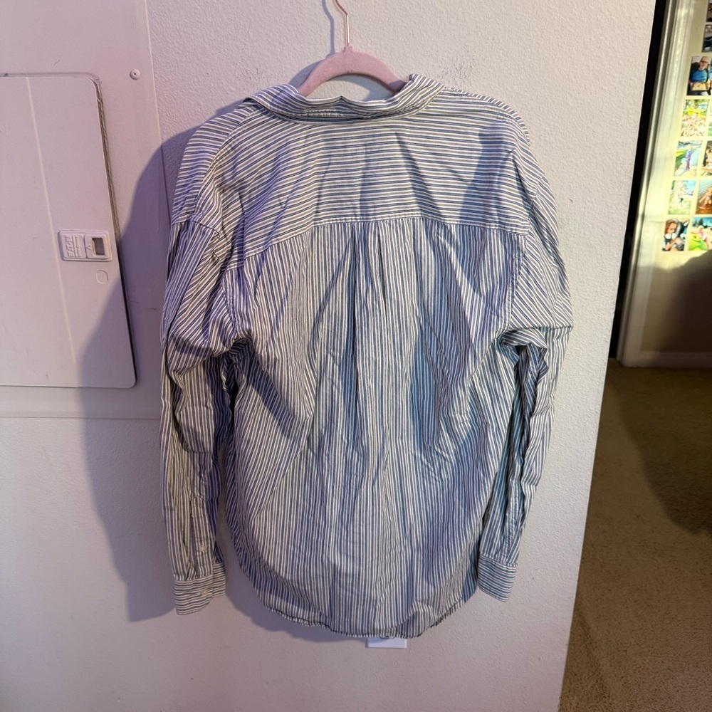 Timberland Striped Button Up Shirt Mens Large Blue White Cotton Workwear Casual - Picture 3 of 8